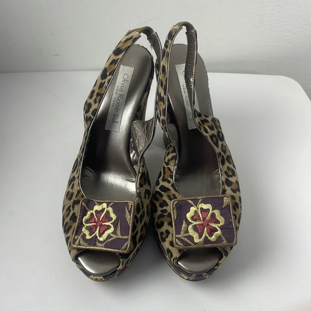 Olivia Rose Tal Floral Leopard Platform heel Size 38 - Picture 10 of 17